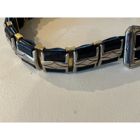 Nanni Italy Size 36 Stunning Black Leather Belt main image 4